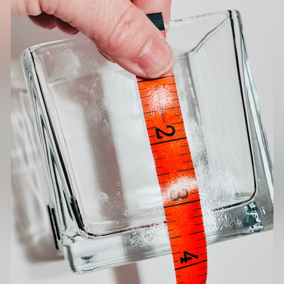 AROMATIQUE 4” Clear Glass Square Vase w Gold “A” - Makeup Brush or Pen Holder - Picture 7 of 7